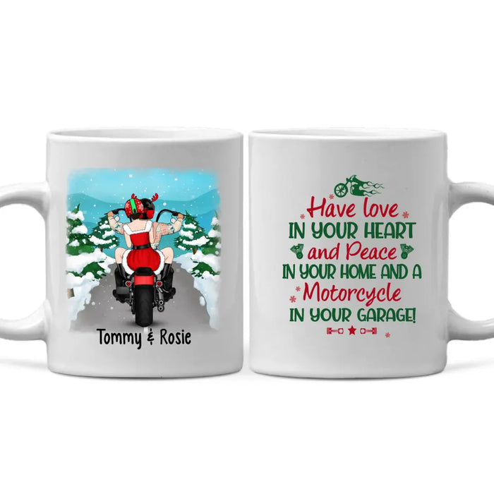 Personalized Mug, Christmas Motorcycle Couple, Christmas Gift For Motorcycle Lovers