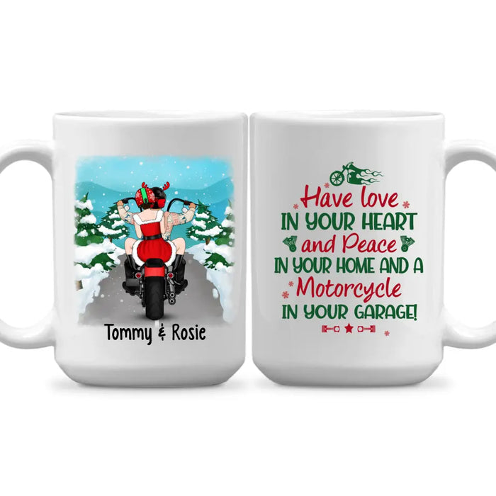 Personalized Mug, Christmas Motorcycle Couple, Christmas Gift For Motorcycle Lovers