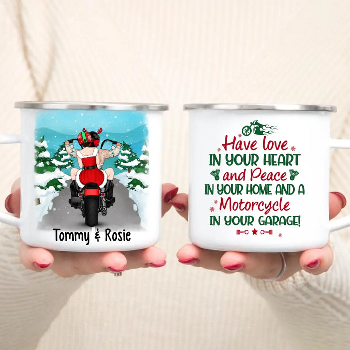 Personalized Mug, Christmas Motorcycle Couple, Christmas Gift For Motorcycle Lovers