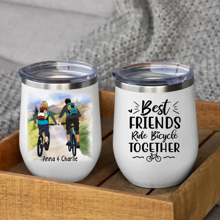 Mountain Biking Partners - Personalized Wine Tumbler For Couples, Friends, Mountain Biking