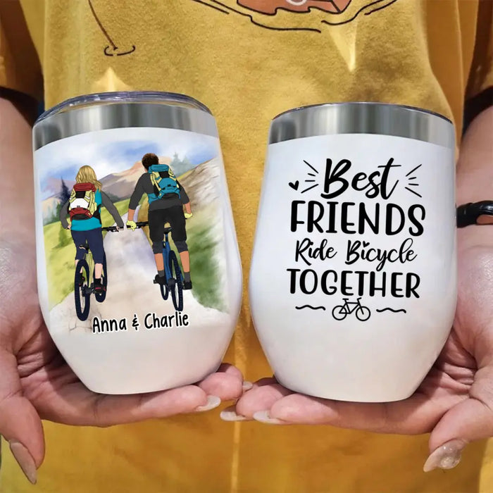 Mountain Biking Partners - Personalized Wine Tumbler For Couples, Friends, Mountain Biking