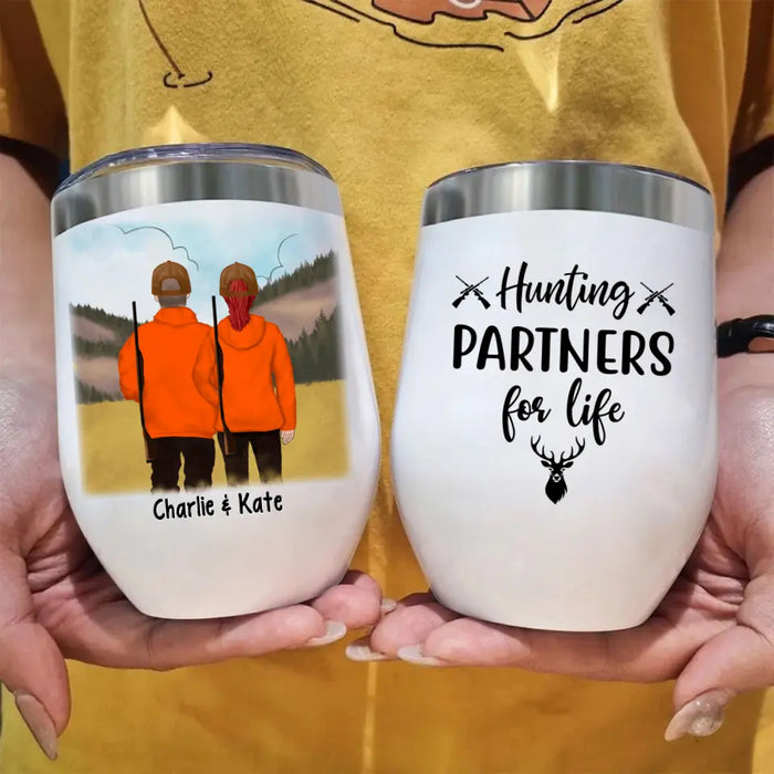 Hunting Partners For Life - Personalized Wine Tumbler For Hunting Couples, Gifts for Hunters