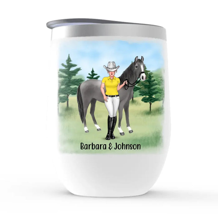 Just A Girl Who Loves Horses - Personalized Gifts Custom Horse Riding Lovers Wine Tumbler For Her, Horse Riding Lovers