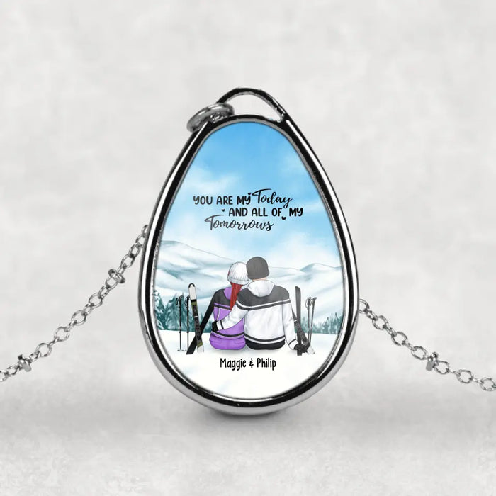 Husband And Wife Skiing Partners For Life - Personalized Gifts Custom Necklace For Couples, For Skiing Lovers