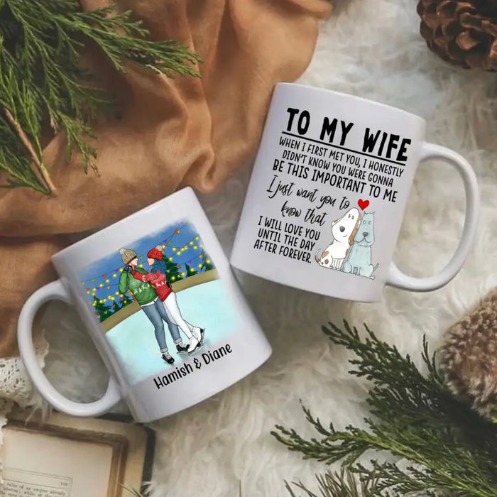 To My Wife Love You Until The Day After Forever - Personalized Mug For Couples, For Her, Ice Skating