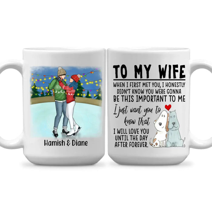 To My Wife Love You Until The Day After Forever - Personalized Mug For Couples, For Her, Ice Skating