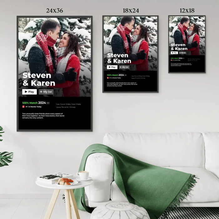 Personalized Couple Yourflix Movie Poster, Gift for Couples Anniversary Movie Poster, Portrait From Photo, Custom Poster Gift