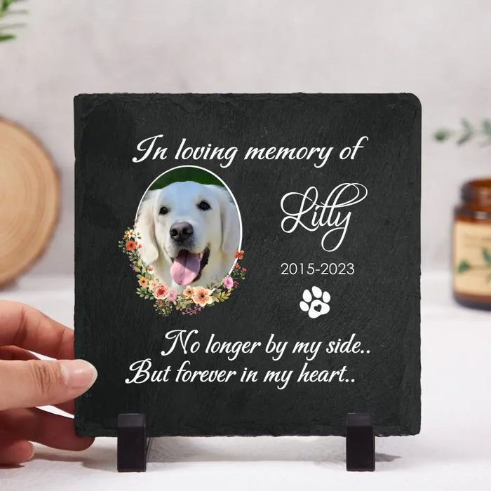 No Longer By My Side But Forever In My Heart - Personalized Garden Stone, Pet Loss Memorial Sympathy Gifts