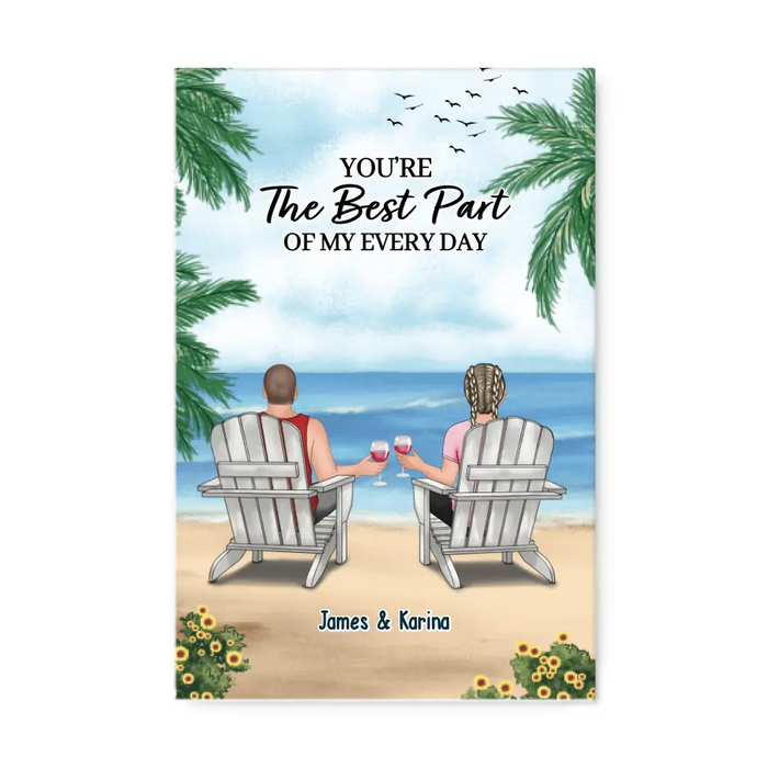 You're The Best Part Of My Everyday - Personalized Gifts Custom Canvas For Couples, Beach Lovers