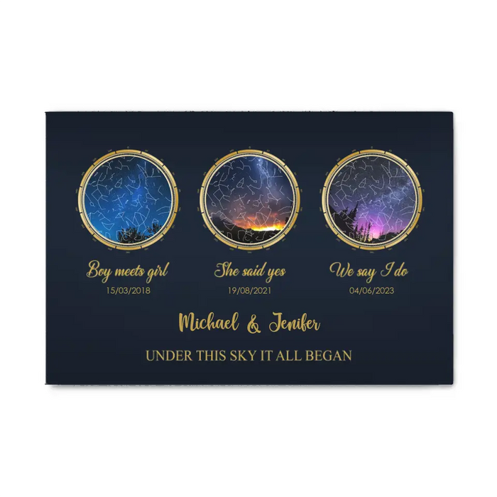 Hello Will You I Do Map Art - Personalized Gifts Custom Constellation Star Map Canvas For Couples, Anniversary Gift