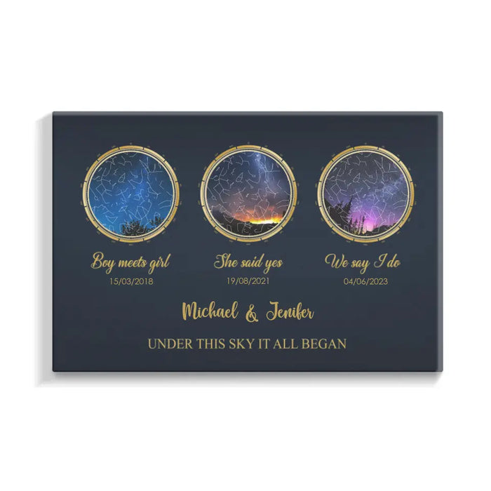 Hello Will You I Do Map Art - Personalized Gifts Custom Constellation Star Map Canvas For Couples, Anniversary Gift