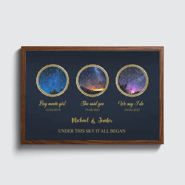 Boy Meets Girl She Said Yes We Say I Do Map Art - Personalized Gifts Custom Constellation Star Map Poster For Couples, Anniversary Gift
