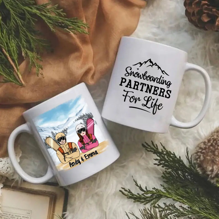 Personalized Mug, Snowboarding Partners - Couple, Friends, Sisters Gift, Gift For Snowboarders