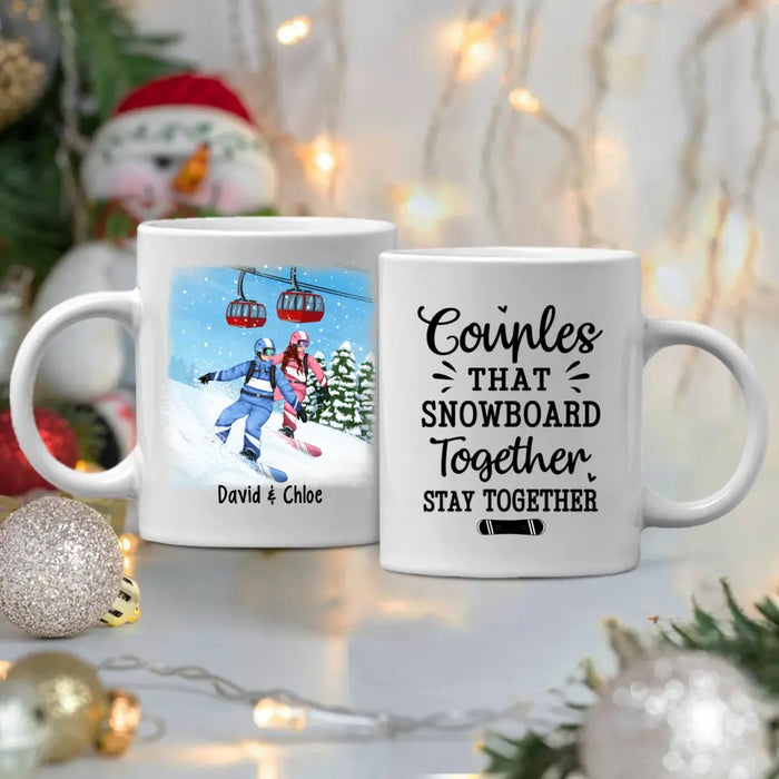 Personalized Mug, Snowboarding Partners For Life, Couple & Friends, Gift For Snowboarders