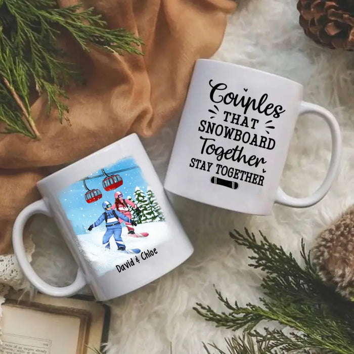 Personalized Mug, Snowboarding Partners For Life, Couple & Friends, Gift For Snowboarders