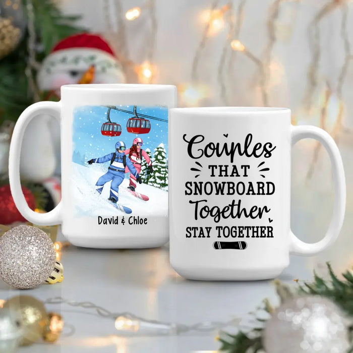 Personalized Mug, Snowboarding Partners For Life, Couple & Friends, Gift For Snowboarders