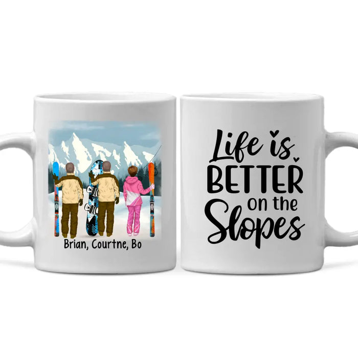 Personalized Mug, Snowboarding and Skiing Friends, Gift For Snowboard And Ski Lovers