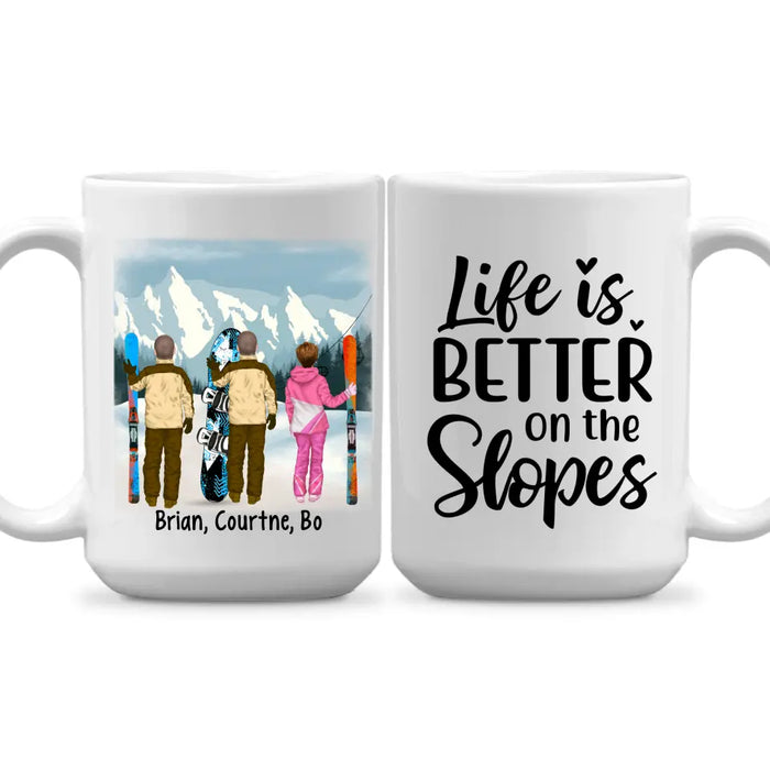 Personalized Mug, Snowboarding and Skiing Friends, Gift For Snowboard And Ski Lovers