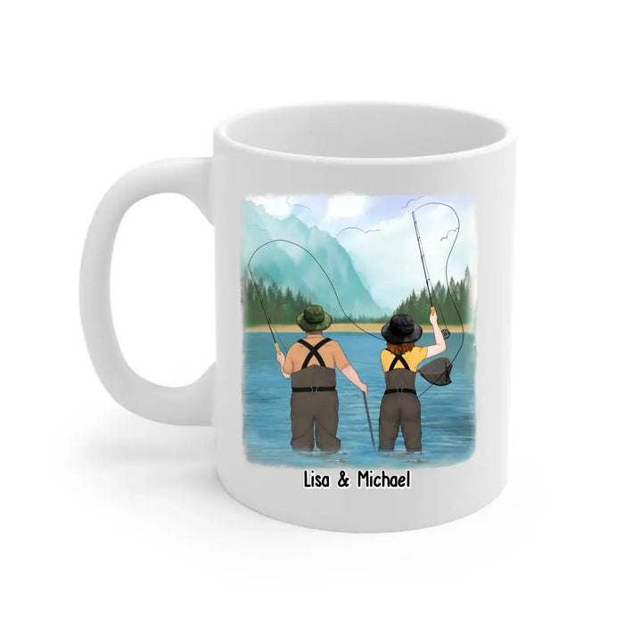 Fishing Partners For Life - Personalized Gifts Custom Mug For Family For Couples, Fly Fishing Lovers