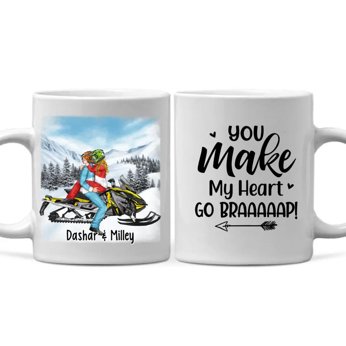 Kissing Snowmobiling Couple - Personalized Mug For Him, For Her