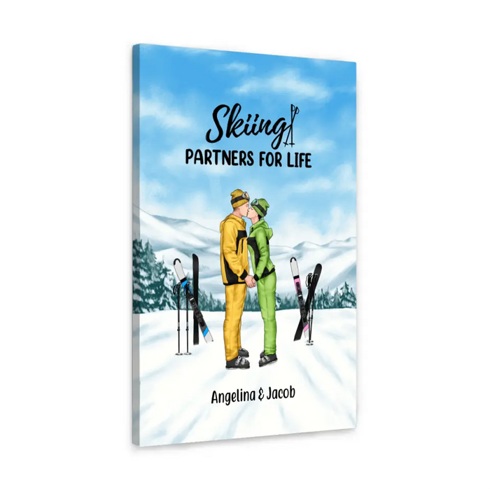 Skiing Partners For Life - Personalized Gifts Custom Canvas For Couples, Skiing Lovers