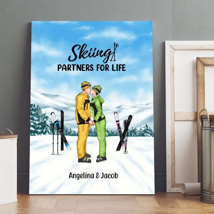 Skiing Partners For Life - Personalized Gifts Custom Canvas For Couples, Skiing Lovers