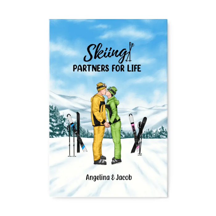 Skiing Partners For Life - Personalized Gifts Custom Canvas For Couples, Skiing Lovers