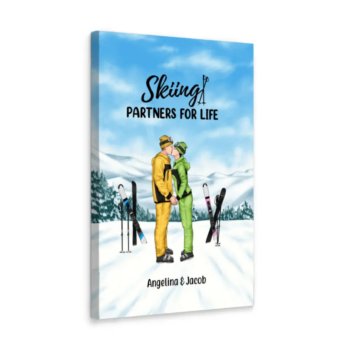 Skiing Partners For Life - Personalized Gifts Custom Canvas For Couples, Skiing Lovers