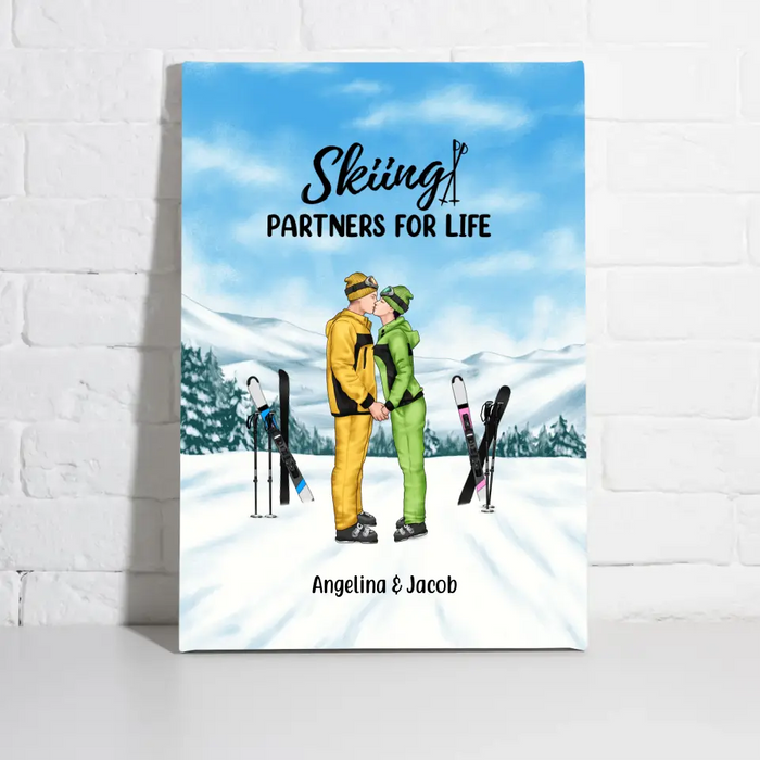 Skiing Partners For Life - Personalized Gifts Custom Canvas For Couples, Skiing Lovers