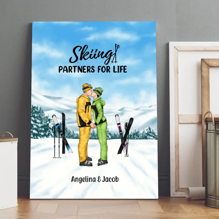 Skiing Partners For Life - Personalized Gifts Custom Canvas For Couples, Skiing Lovers