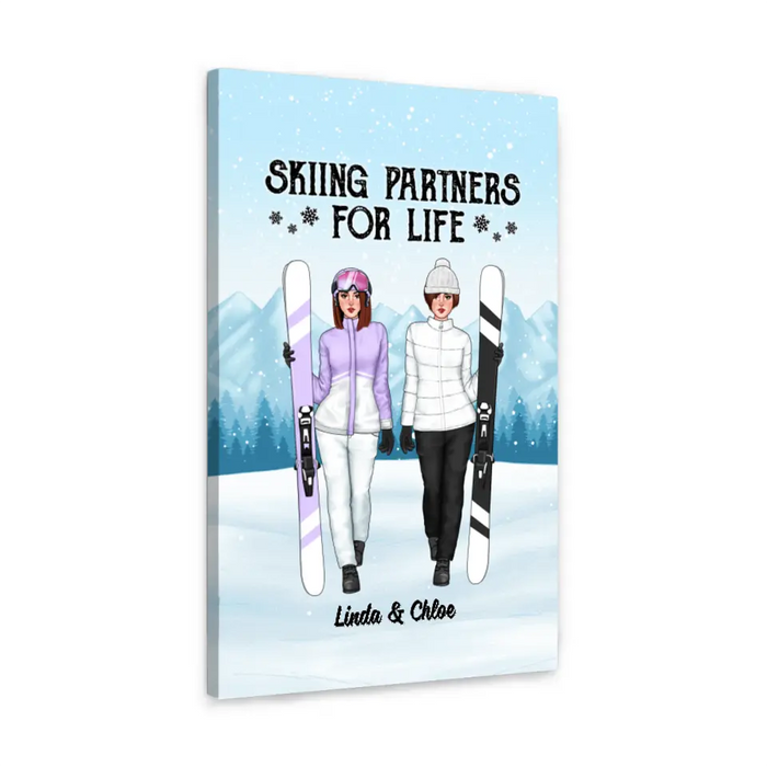 Skiing Partners For Life - Personalized Canvas For Friends, For Her, Skiing