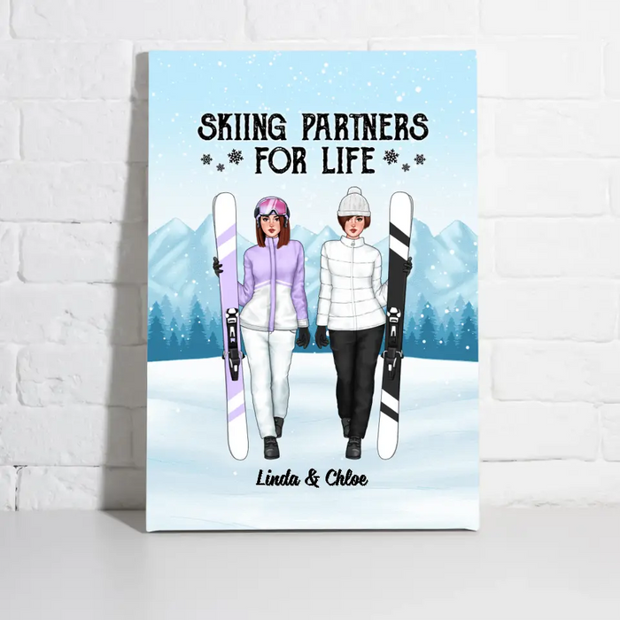 Skiing Partners For Life - Personalized Canvas For Friends, For Her, Skiing