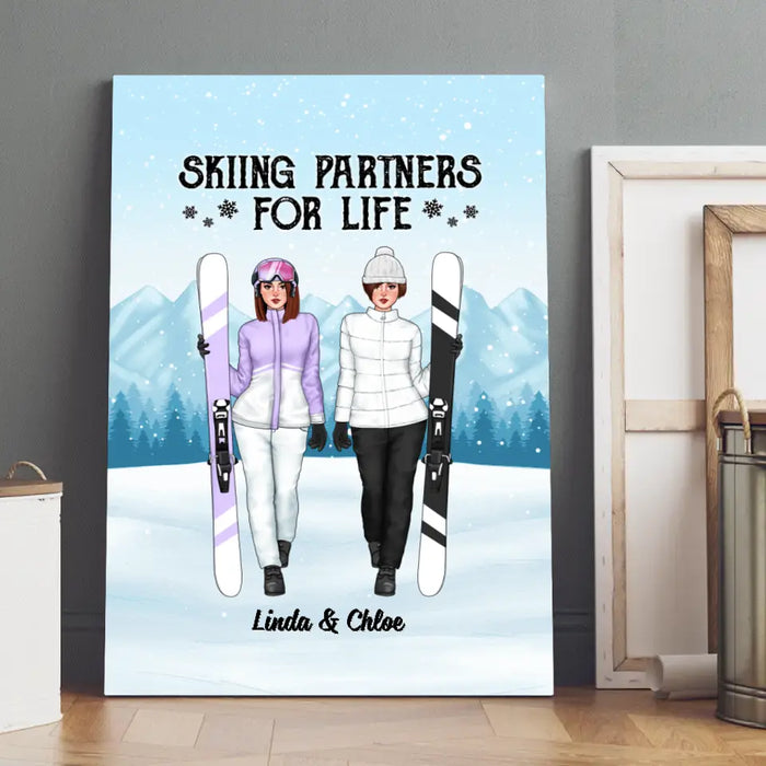 Skiing Partners For Life - Personalized Canvas For Friends, For Her, Skiing