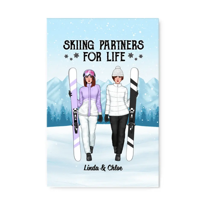 Skiing Partners For Life - Personalized Canvas For Friends, For Her, Skiing