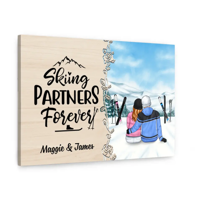 I Want To Hold Your Hand At 80 Baby Let's Go Skiing - Personalized Canvas For Couples, Skiing