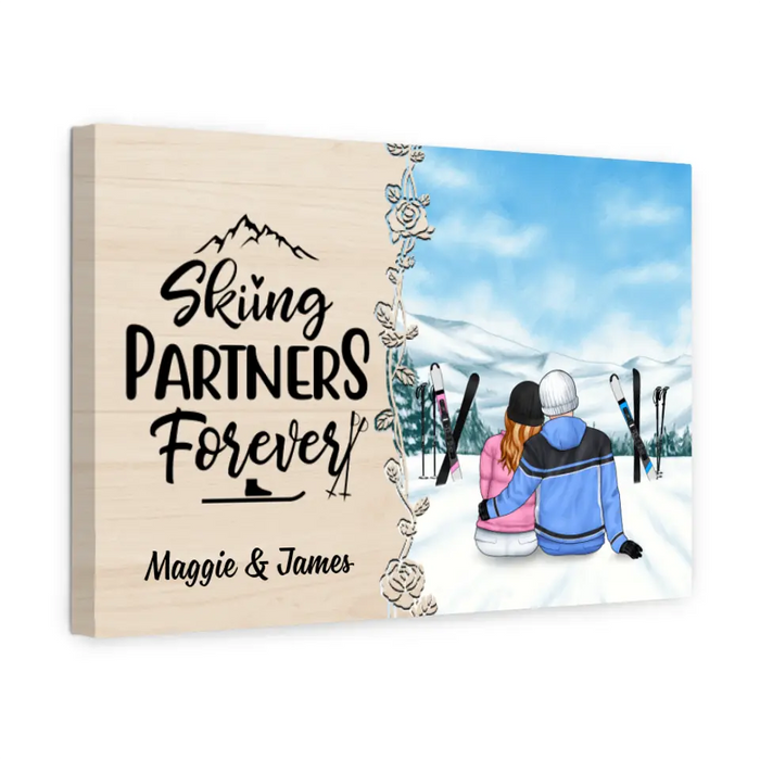 I Want To Hold Your Hand At 80 Baby Let's Go Skiing - Personalized Canvas For Couples, Skiing