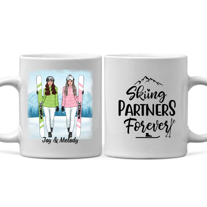 Skiing Partners Forever - Personalized Mug For Friends, For Her, Skiing