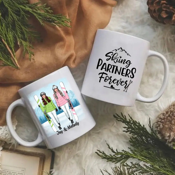 Skiing Partners Forever - Personalized Mug For Friends, For Her, Skiing