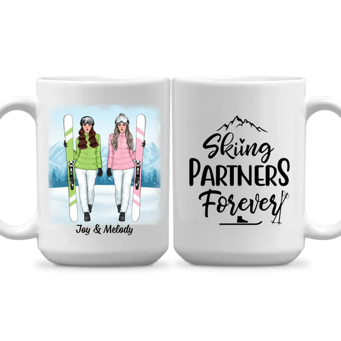 Skiing Partners Forever - Personalized Mug For Friends, For Her, Skiing