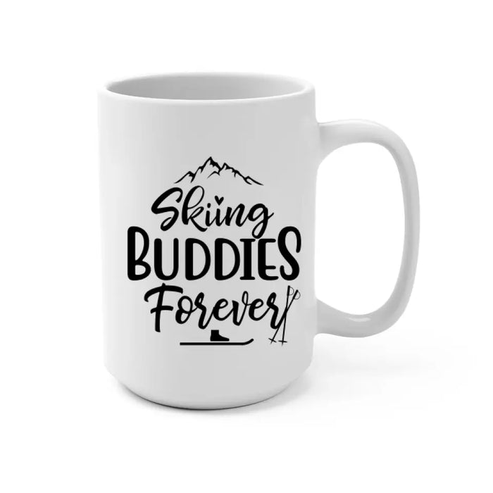 Skiing Couple Sitting Together - Personalized Mug For Her, Him, Skiing
