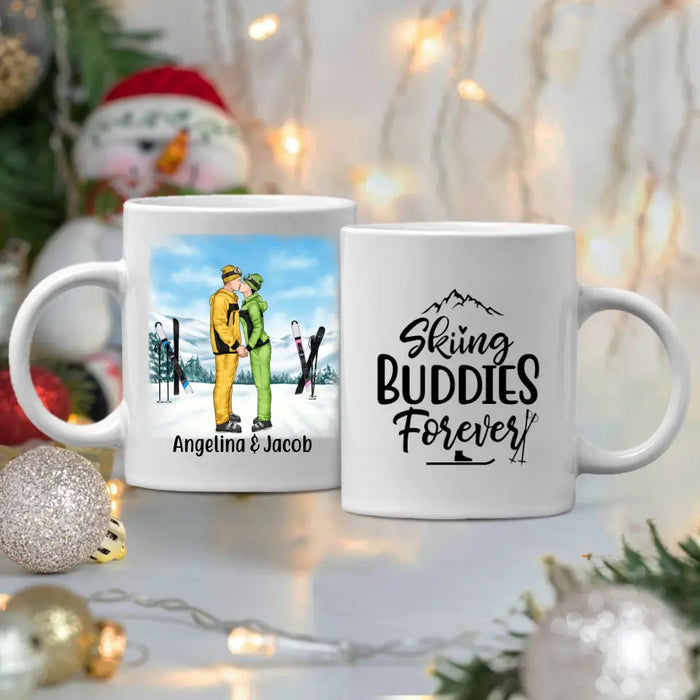 Skiing Buddies Forever - Personalized Mug For Couples, For Him, For Her, Skiing