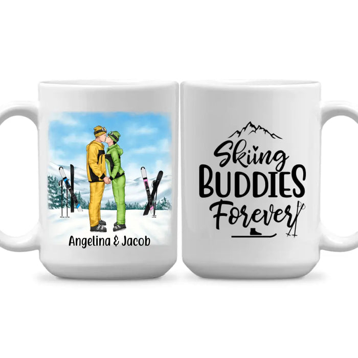 Skiing Buddies Forever - Personalized Mug For Couples, For Him, For Her, Skiing