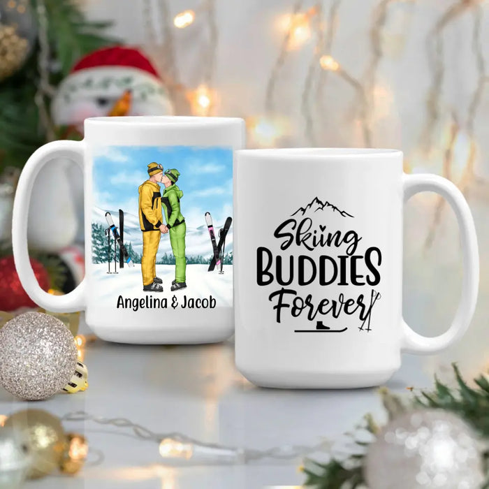 Skiing Buddies Forever - Personalized Mug For Couples, For Him, For Her, Skiing