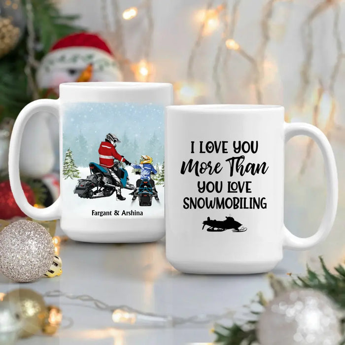 Riding Partners For Life - Personalized Gifts Custom Mom Dad with Kid Mug For Snowmobiling Lovers