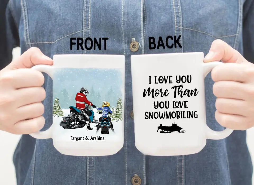 Riding Partners For Life - Personalized Gifts Custom Mom Dad with Kid Mug For Snowmobiling Lovers