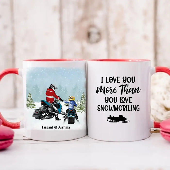 Riding Partners For Life - Personalized Gifts Custom Mom Dad with Kid Mug For Snowmobiling Lovers