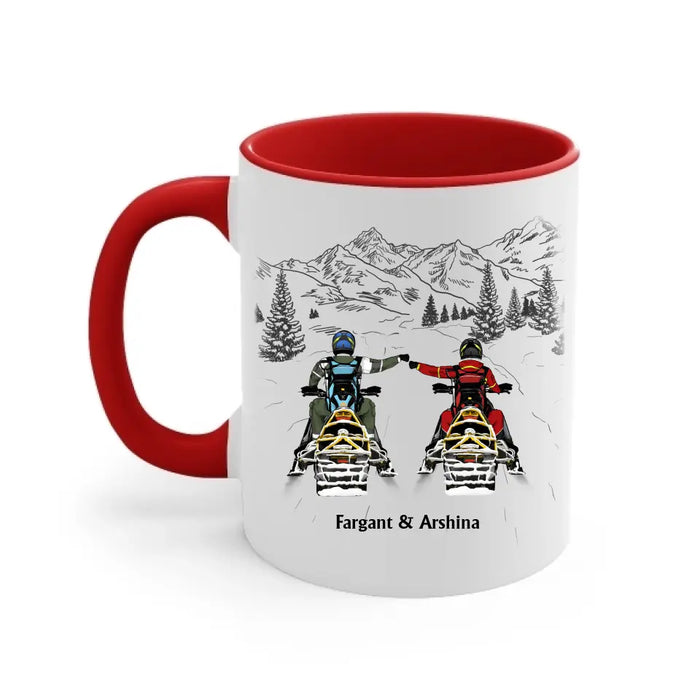 The Best Memories Are Made On The Sled - Personalized Gifts Custom Mug For Couples, Friends, Snowmobiling Lovers