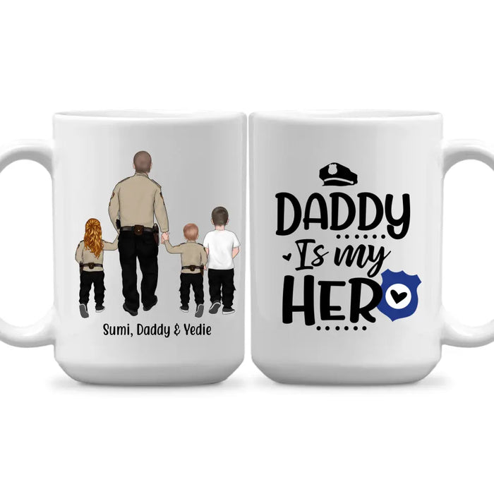 Daddy Is My Hero - Personalized Gifts Custom Police Officer Mug For Mom Or Dad, Police Officer Gifts
