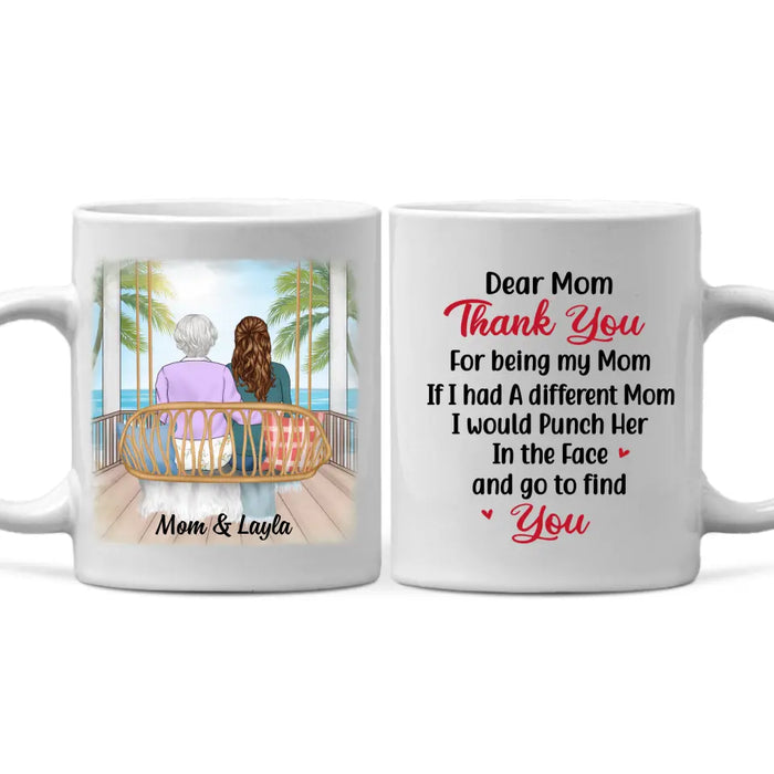 Thank You For Being My Mom Sitting On Swing - Personalized Mug For Mom, Mother's Day