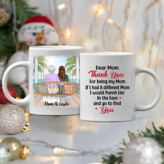 Thank You For Being My Mom Sitting On Swing - Personalized Mug For Mom, Mother's Day